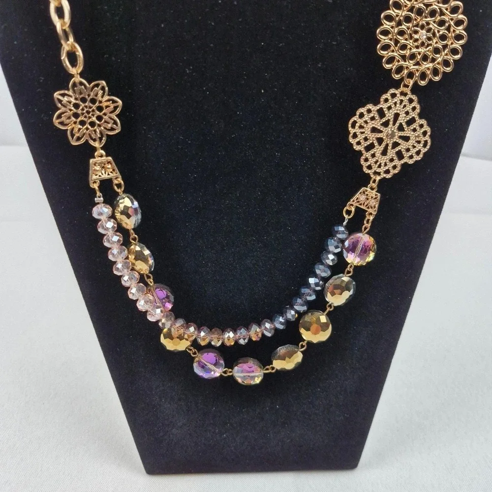 Vtg Gold Tone Filigree Necklace 28-31